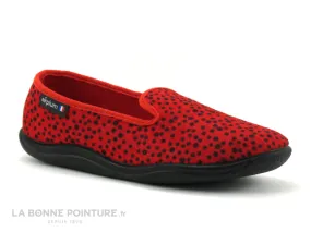 Achat chaussures Airplum Femme Pantoufle Chausson, vente Airplum ZIGOTON Rouge Pois noirs - Chausson souple Femme