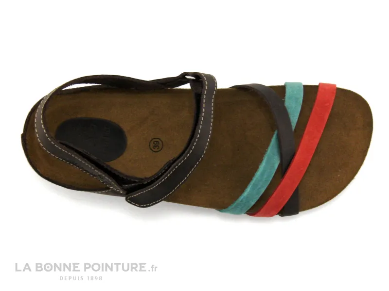 Achat chaussures Inter-bios Femme Entre-doigts, vente Inter Bios 7133 Moka Rojo Jeans - Sandale Femme