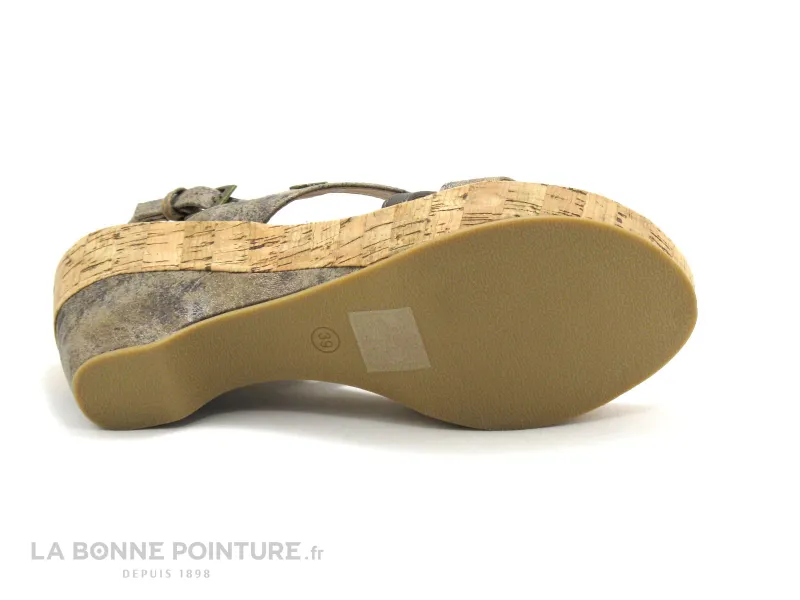 Achat chaussures Les ptites bombes LPB Femme Sandale et Nu-pieds, vente Les Ptites Bombes JULIETTE compense Taupe Nu-pieds