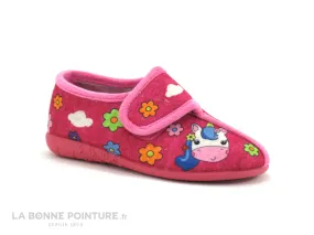 Achat chaussures Michu Shoes Enfant Chausson Pantoufle, vente Michu 7056 Fuchsia - Licorne et fleurs - Chausson fille avec bride