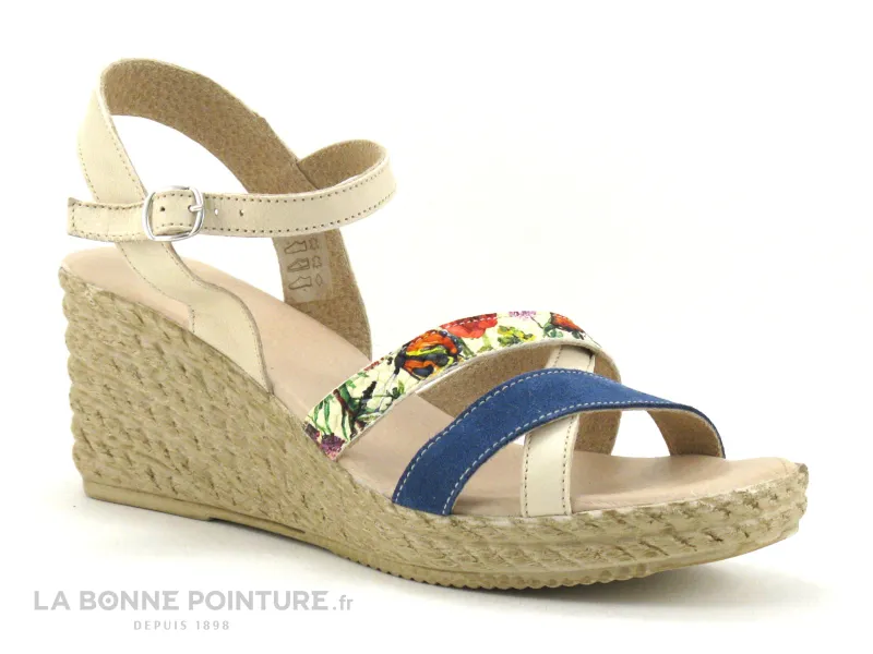 Achat chaussures Moran's Femme Sandale et Nu-pieds, vente Morans DYVA Beige-Jeans-Imprime - Sandale talon compense