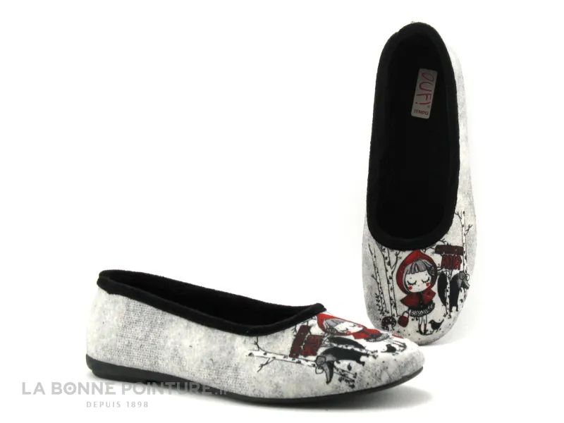 Achat chaussures Ouf ! Femme Pantoufle Chausson, vente Ouf tempo Turny noir - Chaperon rouge - Pantoufle ballerine