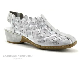 Achat chaussures Rieker Femme Bout fermé, vente Rieker 47156-40 Argent Gris metal - Escarpin tresse bride arriere