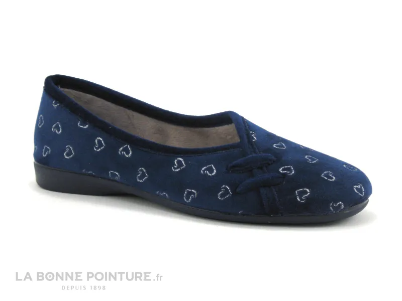 Achat chaussures ZEL'S Femme Pantoufle Chausson, vente Zels 2486 Bleu Marine - Coeurs - Pantoufle ballerine