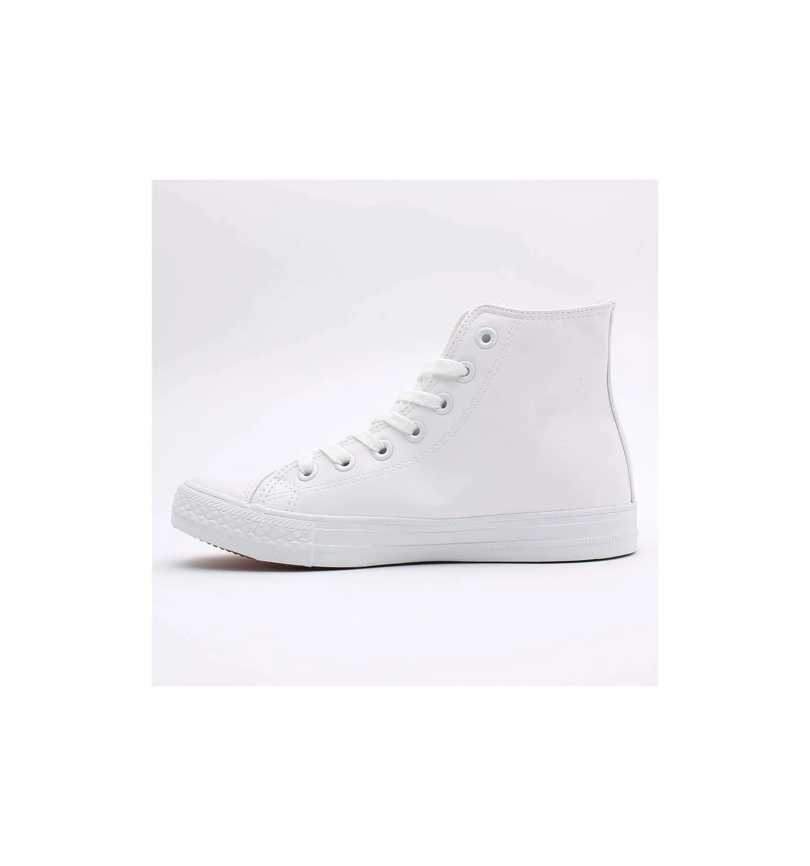 Basket patchs imperméable blanches cuir à lacets et fleur Elie 