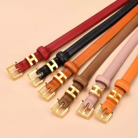 Ceinture de 1.5 cm de large en cuir véritable boucle réglable dorée