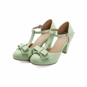Chaussures Année 80 T-Strap À Talons Vert