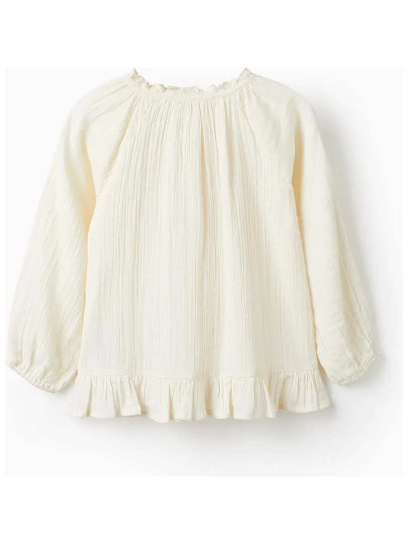 Chemise en bambou pour fille manches longues SICILIAN DAYS - Beige clair