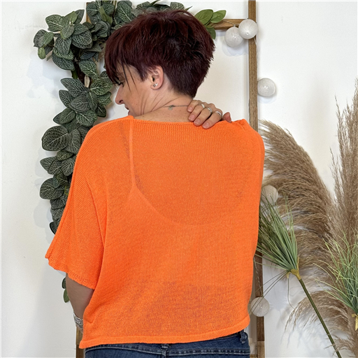 Gilet Court Été Orange - Bleu Clair