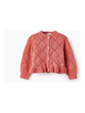 Gilet en Maille avec Volants pour Bébé Fille  ATLANTIC COMPANY - Rose