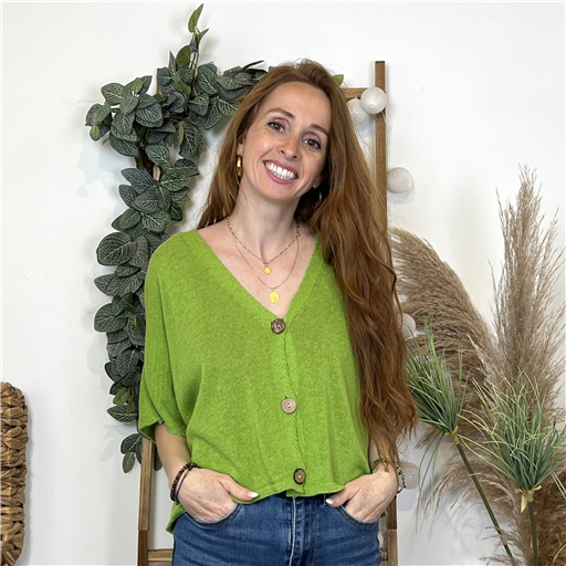 Gilet Été Court Vert Anis - Bleu Clair