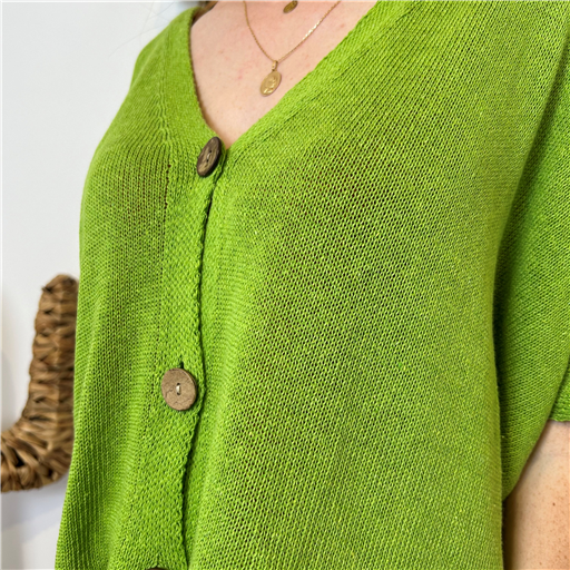 Gilet Été Court Vert Anis - Bleu Clair