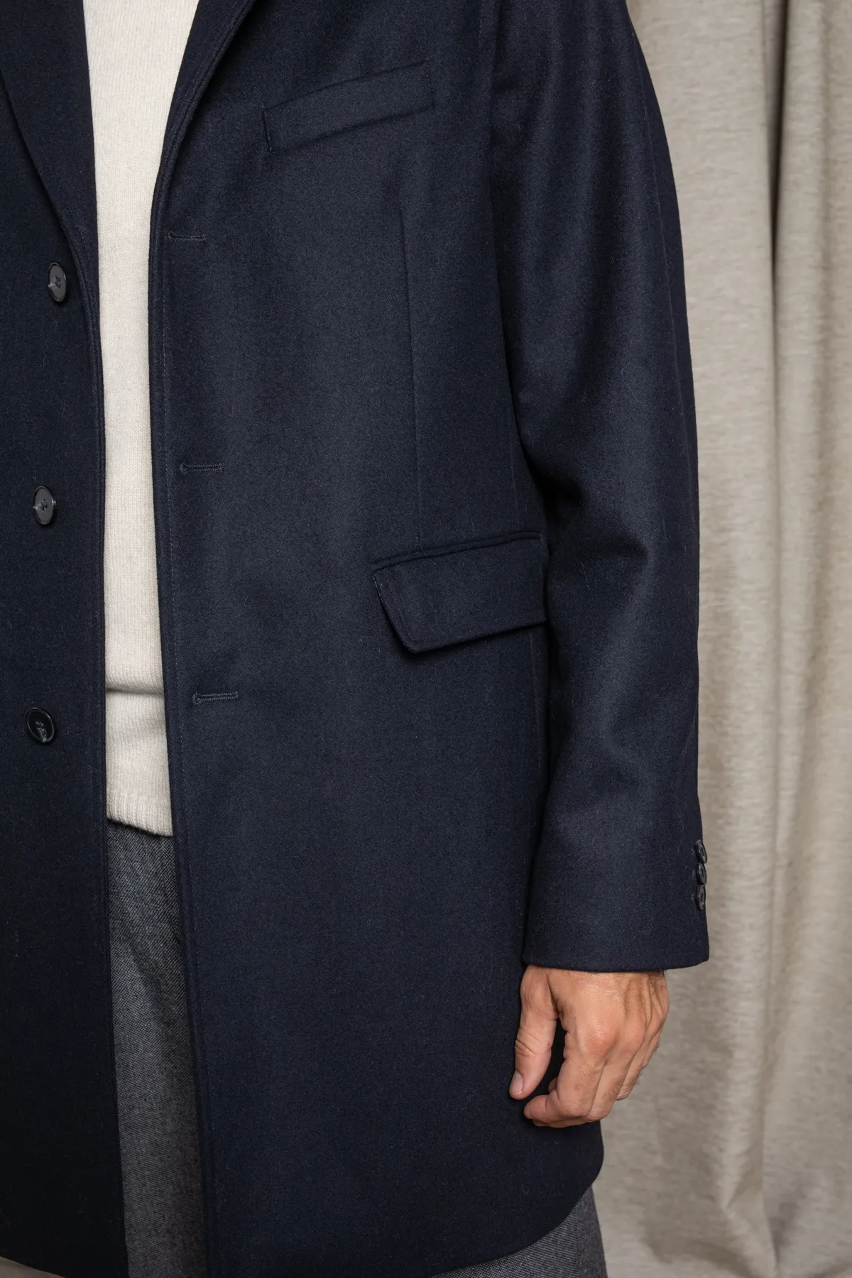 Manteau Porter Marine | Manteau en laine et cachemire pour Homme | JAQK Taille S Couleur Marine