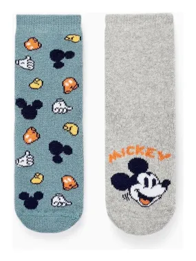 Pack de 2 paires de chaussettes antidérapantes pour bébé garçon 'Mickey'   MICKEY - Multicolore
