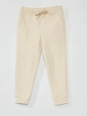 Pantalon de jogging en piqué de coton - Coupe + confortabe - Beige