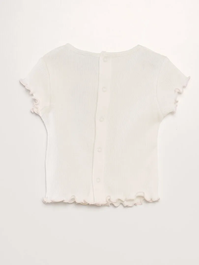 Pantalon denim paper bag - Blanc/vert