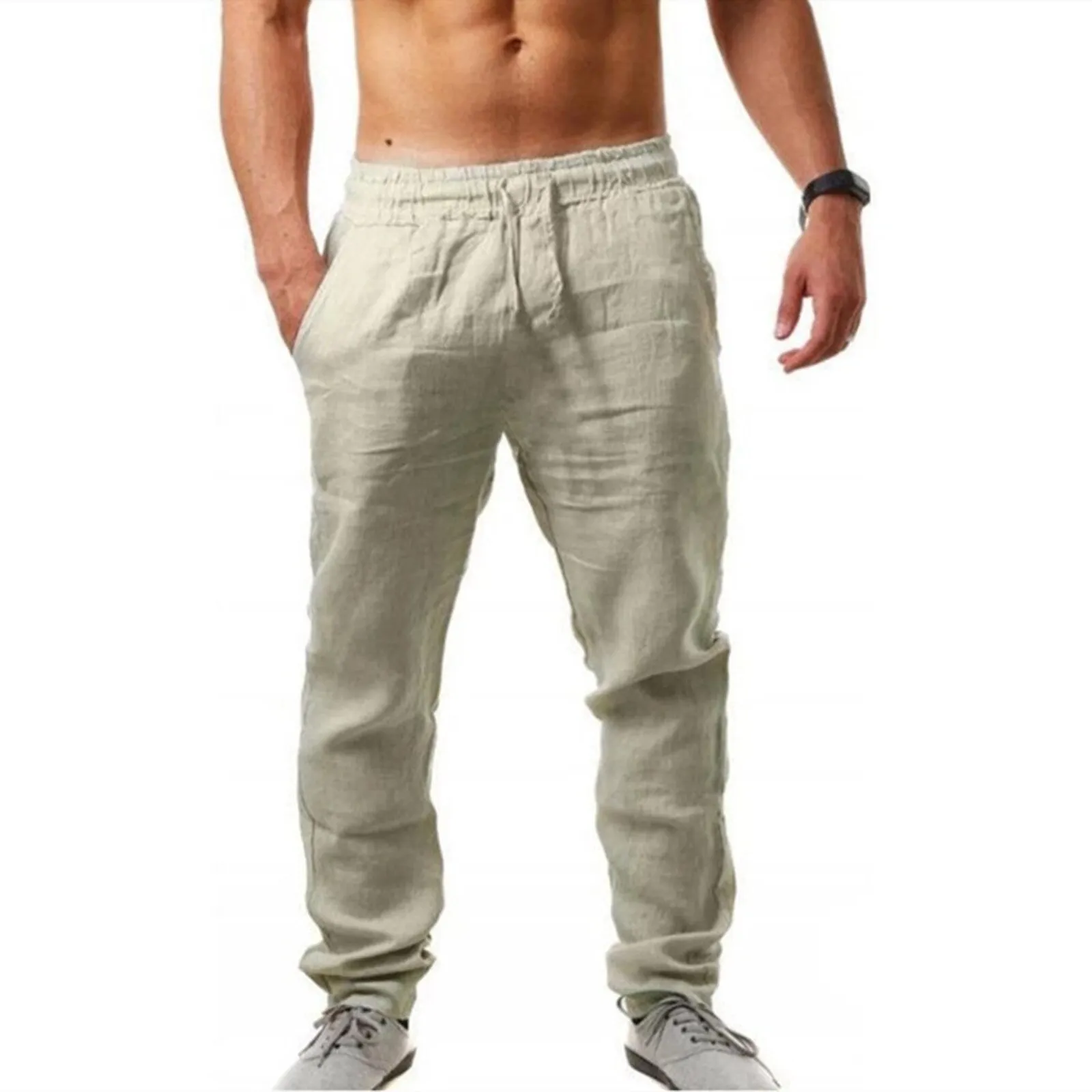 Pantalon en coton et lin pour homme