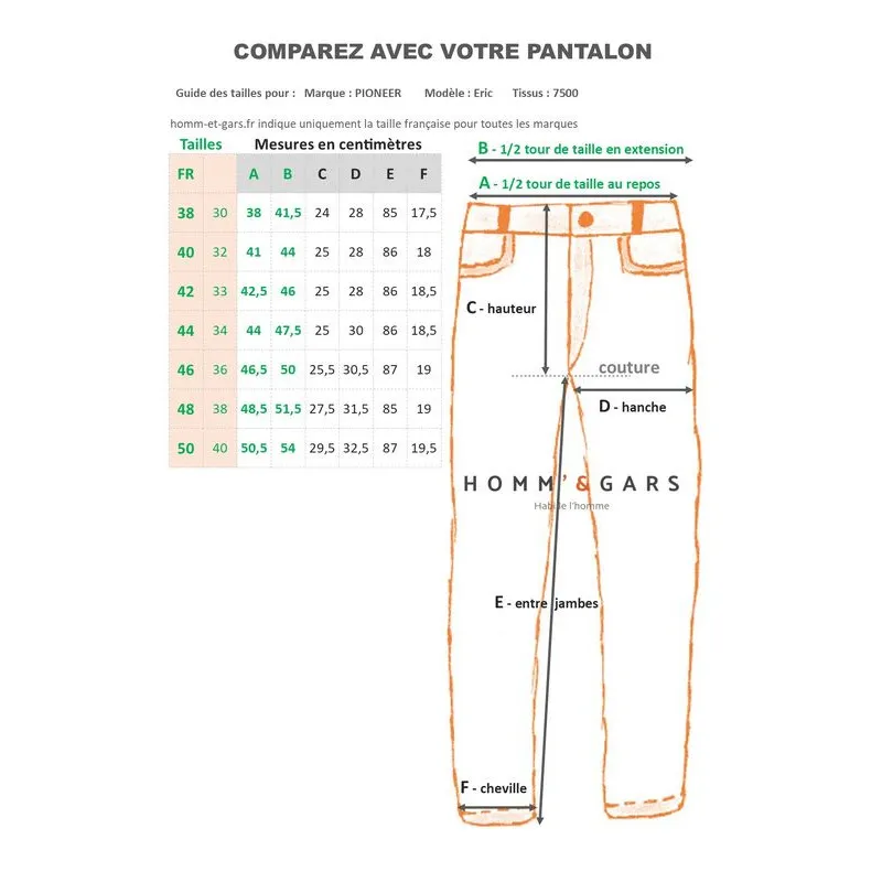 pantalon jean 5 poches Eric mégalight PIONEER 7500pi