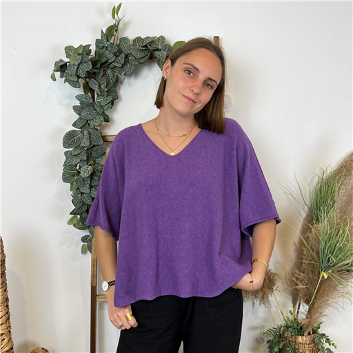Pull Croptop Loose Violet - Bleu Clair