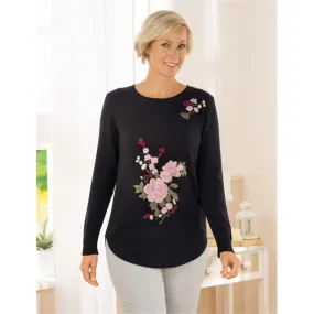 Pull fleuri Noir