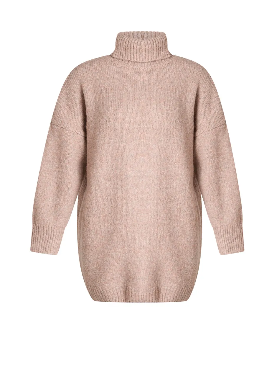 Pull Oversize à Col Roulé en Maille
