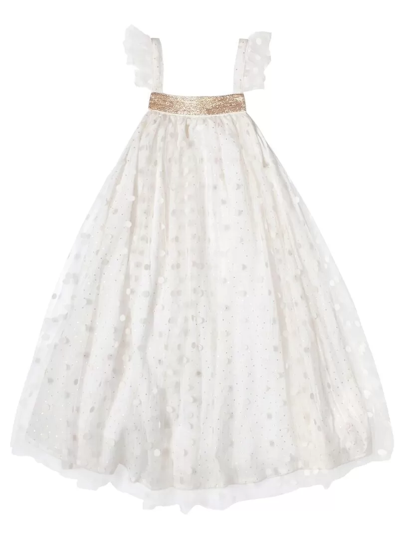 Robe Cérémonie Bohème Fille  Tulle Beige Or  ALIZEE - La Faute à Voltaire - Blanc Doré