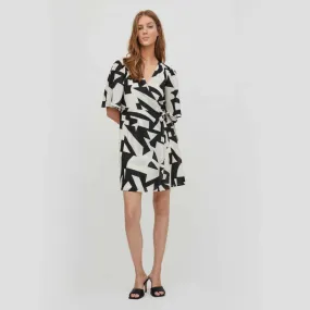 Robe portefeuille courte francine motifs géométriques noirs Femme