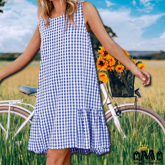 ROBE POUR FEMME -  MOTIF VICHY - SAISONS PRINTEMPS-ÉTÉ