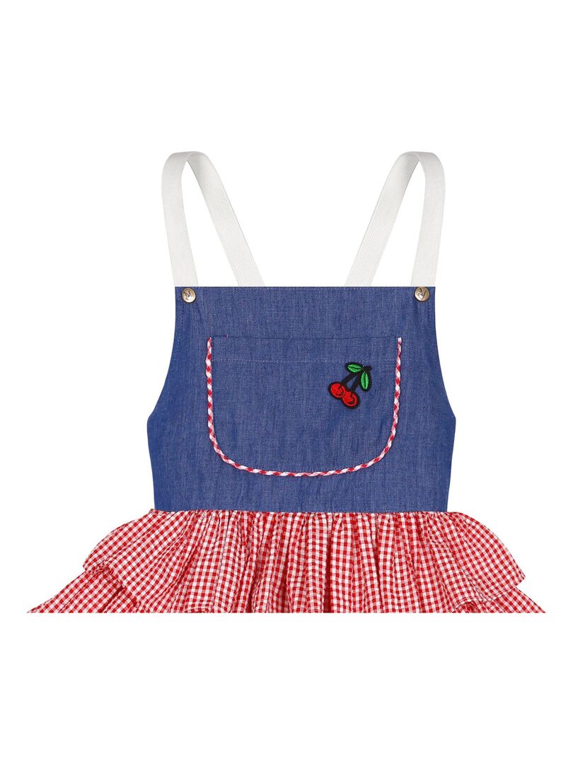 Robe Salopette Été Fille  Carrx Vichy Rose Foncé  GIGI - La Faute à Voltaire - Bleu Rouge