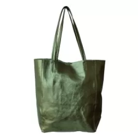 Sac tote bag cuir vert olive Maison Suzanne - Le petit Souk