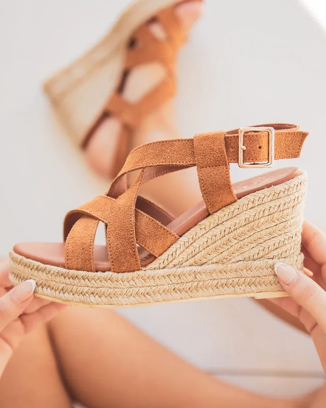 Sandale femme compensée CUIR camel - MJNP105