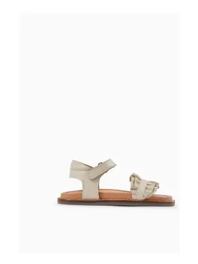 Sandales en Cuir avec Volants Bébé Fille   ISLAND CLUB - Blanc