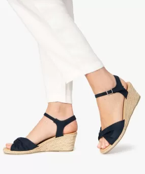 sandales femme a talon compense en corde bleu sandales a talon