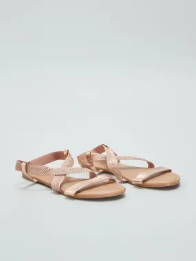Sandales plates brides élastiques - Rose