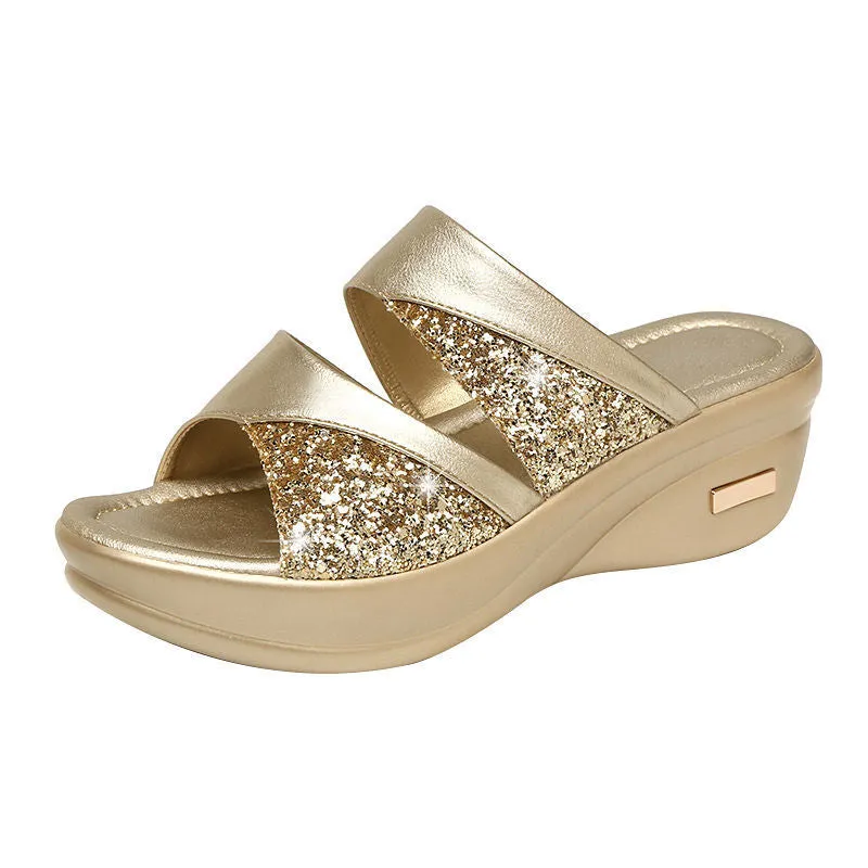 Sandales à talons hauts pour femmes Golden
