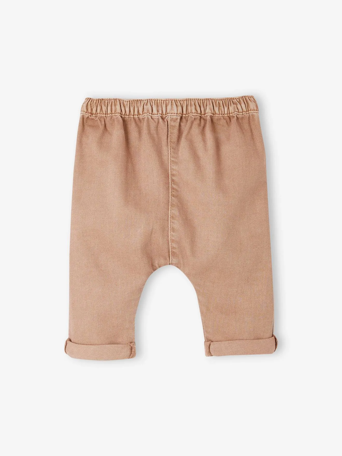 Sarouel brodé bébé en denim cappuccino - Vertbaudet
