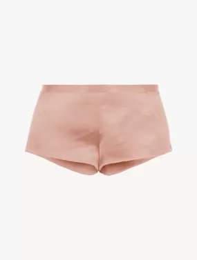 Short de pyjama rose poudré en soie