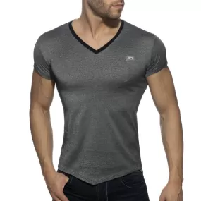 T-Shirt col V mini stripes - noir - ADDICTED : vente t-shirt et déb...