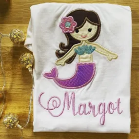 T-shirt enfant brodé & personnalisé sirène