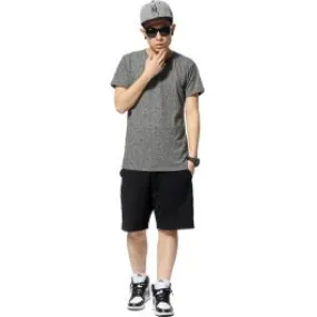 T-shirt Long pour Homme Gris Poivre Sel Arrière Long Manches Courtes