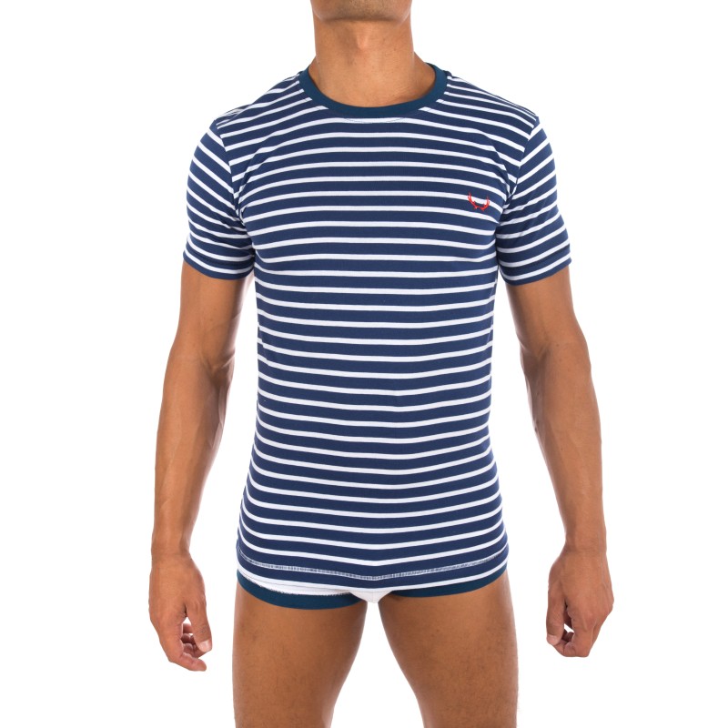 T-Shirt marin bleu - BLUEBUCK : vente T-shirt manches courtes homme...
