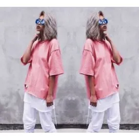 T shirt oversize court pour homme femme effet troué