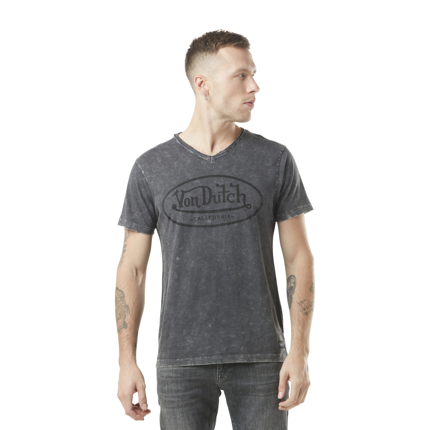 Tee Shirt Gris Regular Col V Ron | Homme - Vondutch