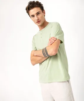 tee-shirt manches courtes col tunisien homme vert tee-shirts
