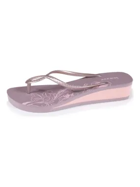 Tongs Femme imprimé cachemire talon Taupe - Taupe