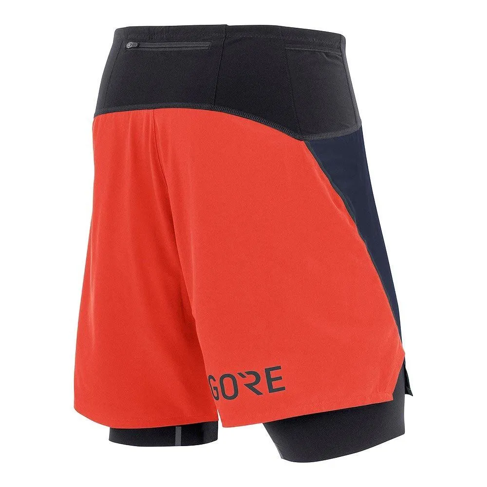 Vêtements de sport GORE® WEAR Homme | Short de running avec cuissard intégré GORE® WEAR R7 2IN1 SHORTS Orbit Blue / Fireball pou