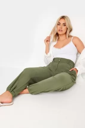YOURS - Pantalon Jogging Coupe Cargo Vert Kaki